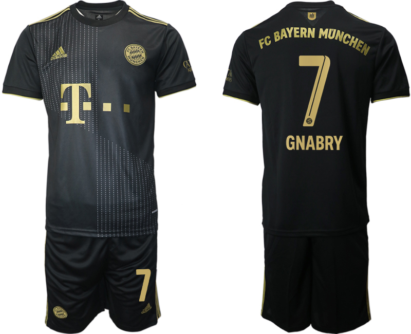 Men 2021-2022 Club Bayern Munich away black #7 Adidas Soccer Jersey->bayern munich jersey->Soccer Club Jersey